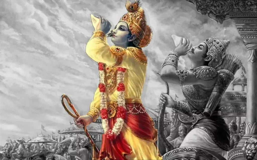 Shankh naad in Mahabharat by Krishna