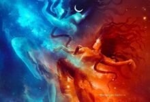 Cosmos image of shiv and shakti, shiv parvati in universe