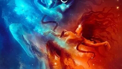 Cosmos image of shiv and shakti, shiv parvati in universe